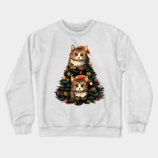 Cat Christmas Tree Crewneck Sweatshirt